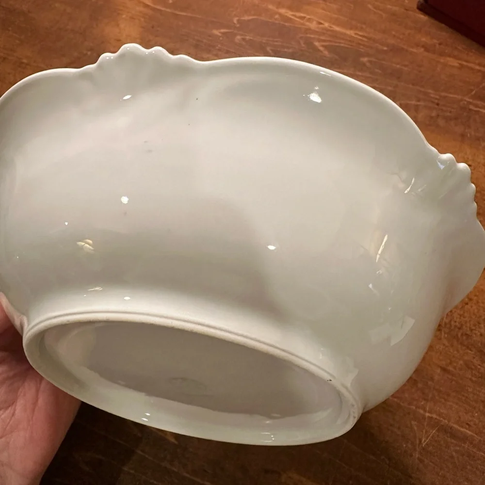Vintage BRPHILA Germany Floral Serving Bowl Gold Trim Purple Rim Cottage China